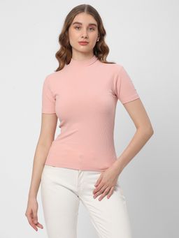 R&B - Women Pink Textured Fitted Top