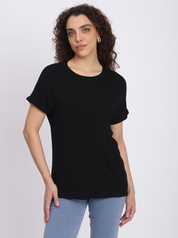 R&B - Women Solid Black Regular Top