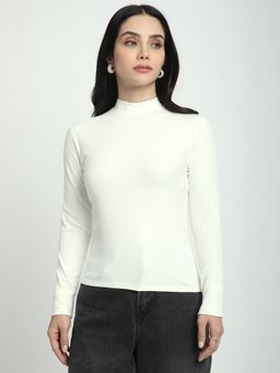 R&B - Women Ivory Textured Slim Top