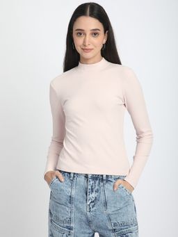 R&B - Women Pink Textured Slim Top