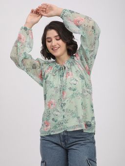 R&B - Women Green Floral Relaxed Top
