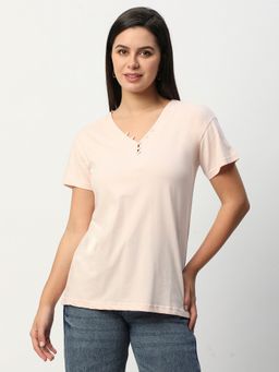 R&B - Women Pink Solid Relaxed Top