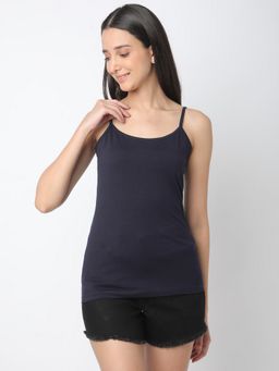 R&B - Women Navy Blue Solid Regular Camisole