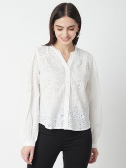 R&B - Women White Solid Regular Shirt