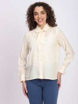 R&B - Women Ivory Solid Regular Shirt