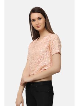 ASHTAG - Peach Sequins Crop Top