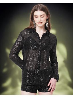 ASHTAG - Black Sheer Sequin Shirt