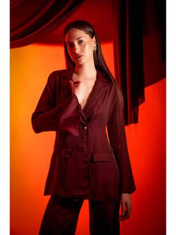 ASHTAG - Wine Wood Luxe Tux Shirt with Belt