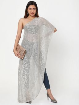 ASHTAG - Silver One Shoulder Shimmer Cape Top
