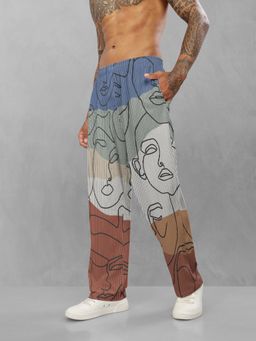 BULLMER - Multi-Colour Trendy Printed Cotton Blend Relaxed Fit Trackpant