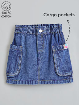 Hopscotch - Pure Cotton Denim Skirt Navy Blue
