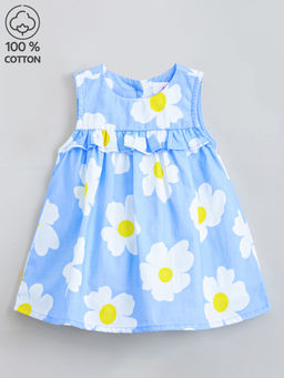 Hopscotch - Pure Cotton Floral Casual Dress Blue