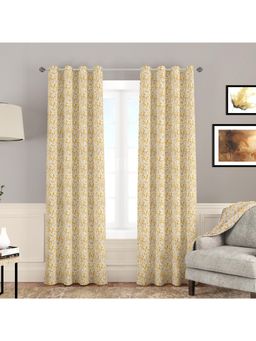 At Home by Nilkamal - Arias Luxuria Jacquard Long Door Curtains Mustard (Set of 2)