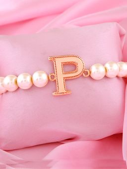 Estele - Rose Gold Plated Pretty P Letter Pearl Bracelet for Women
