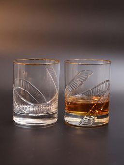 Smokey Cocktail - Crystalcut Handmade Whiskey Glass With Gold Rim (Pack of 2)