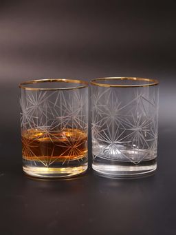 Smokey Cocktail - Regal Gold Rim Crystal Whiskey Glass (Pack of 2)