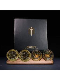 Melbify - Gold Italian Opera & Petal Combo Whiskey Glasses 4 Pc 300 ml