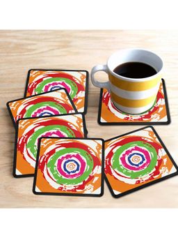 Indigifts - Holi Special Spread Peace and Happiness Quote Coaster (Pack of 6)