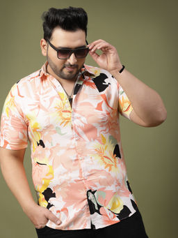 RIGO - Men Pink Floral Print Shirt