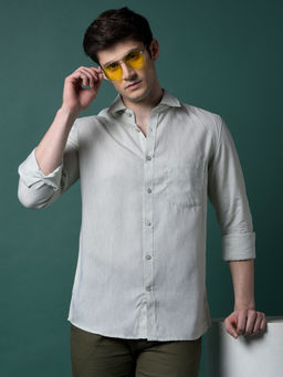 CRIMSOUNE CLUB - Men Green Linen Shirt