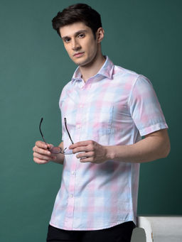 CRIMSOUNE CLUB - Men Multicolor Checked Cotton Shirt