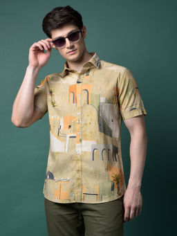 CRIMSOUNE CLUB - Men Multicolor Printed Linen Shirt