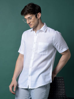 CRIMSOUNE CLUB - Men White Linen Shirt