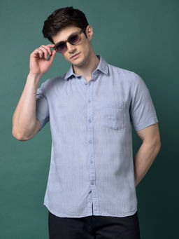 CRIMSOUNE CLUB - Men Blue Checked Shirt