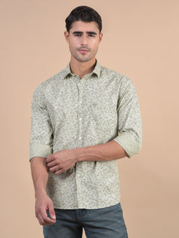 Cantabil - Men Printed Green Full Sleeves Spread Collar Casual Shirt