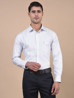 Cantabil - Men Striped Grey Full Sleeves Spread Collar Formal Shirt