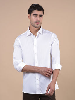 Cantabil - Men Solid White Full Sleeves Spread Collar Formal Shirt