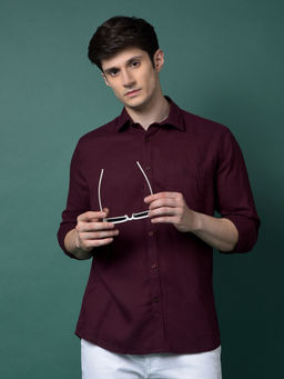 CRIMSOUNE CLUB - Men Wine Linen Shirt