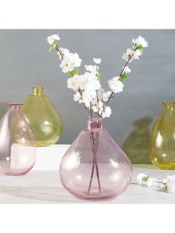 HomeTown - Phiona Glass Modern Organic Shapped Handcrafted Vase 32 Cm in Blush Colour