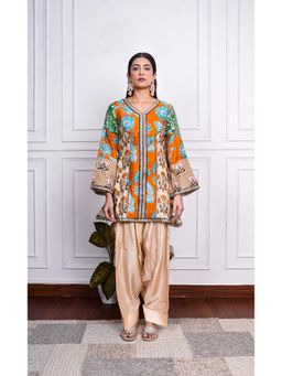 House of Surkh - Multicolor Printed Dola Silk Farsi Kurta with Salwar