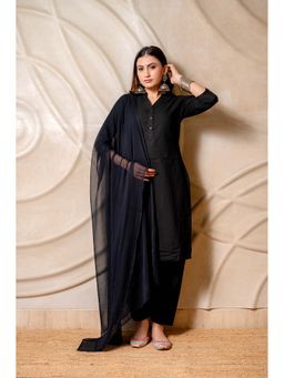 LABEL MAE - Black Solid Straight Kurta with Salwar and Dupatta