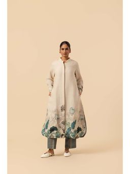 Naseebo - Teal Bloom Linen Premium Kurta and Pant
