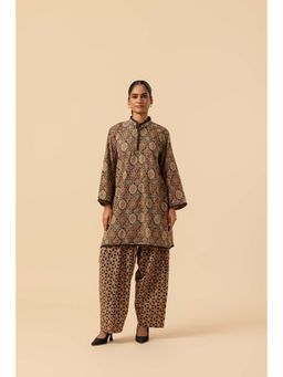 Naseebo - Desert Bloom Ajrakh Printed Farshi Coord Set