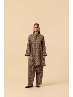Naseebo - Indigo Maze Ajrakh Printed Farshi Coord Set