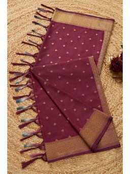 Soch - Women Wine Poly Silk Woven Dupatta