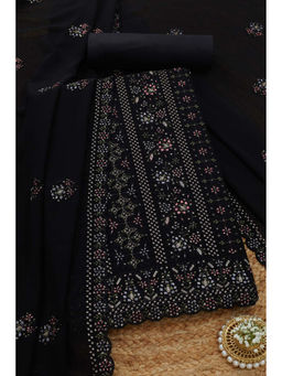 Soch - Womens Black Georgette Unstitched Suit (Set of 3)