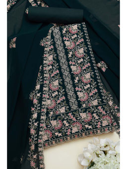 Soch - Womens Green Georgette Embroidered Unstitched Suit (Set of 3)