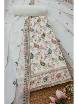 Soch - Womens Off White Georgette Embroidered Unstitched Suit (Set of 3)