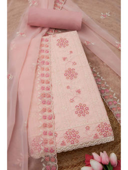 Soch - Womens Blush Pink Crinkle Chiffon Embroidered Unstitched Suit (Set of 3)