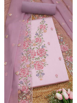 Soch - Womens Lavender Crinkle Chiffon Embroidered Unstitched Suit (Set of 3)