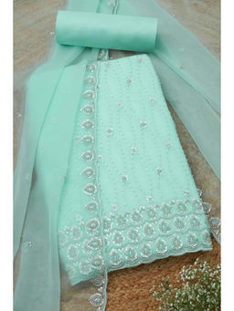 Soch - Womens Powder Blue Crinkle Chiffon Unstitched Suit (Set of 3)