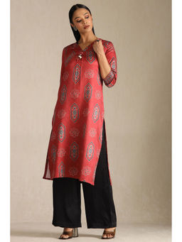 Soch - Women Rust Cotton Blend Ethnic Motif Kurta