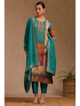 Soch - Women Teal Viscose Ethnic Motif Kurta with Pant & Dupatta (Set of 3)