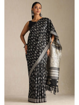 Soch - Women Grey Tussar Warli Saree with Unstitched Blouse