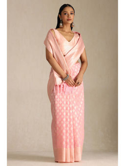 Soch - Women Pink Tussar Zari Woven Saree with Unstitched Blouse