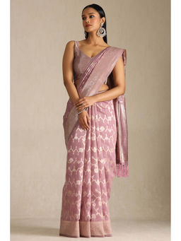 Soch - Women Light Purple Tussar Woven Design Saree with Unstitched Blouse